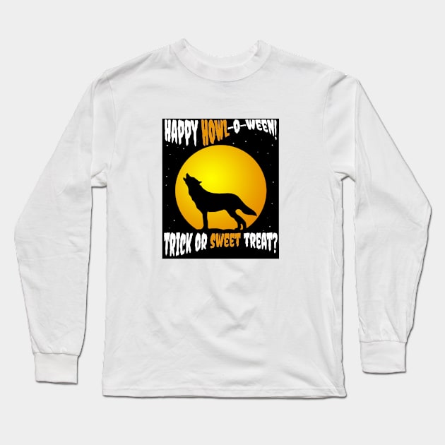 Happy Howl-o-ween! Trick or Sweet Treat? Long Sleeve T-Shirt by BestWildArt